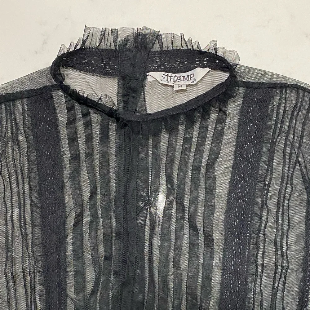 Elegant Black Sheer Striped Women's Top - Picture 12 of 12